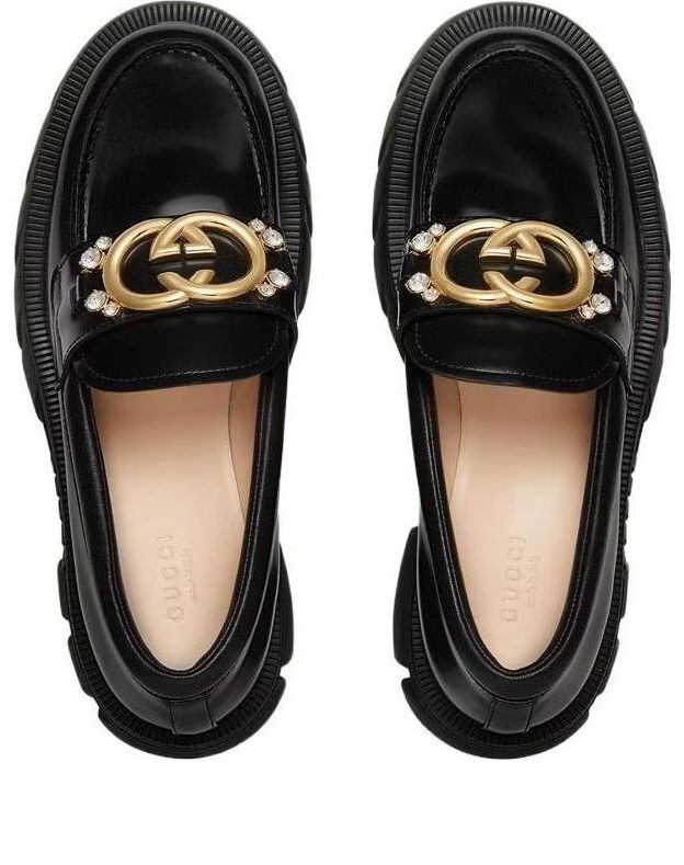 Кецове и обувки Gucci Gucci Lug Sole Interlocking G Loafers Черно | 700271-DKSD0-1000
