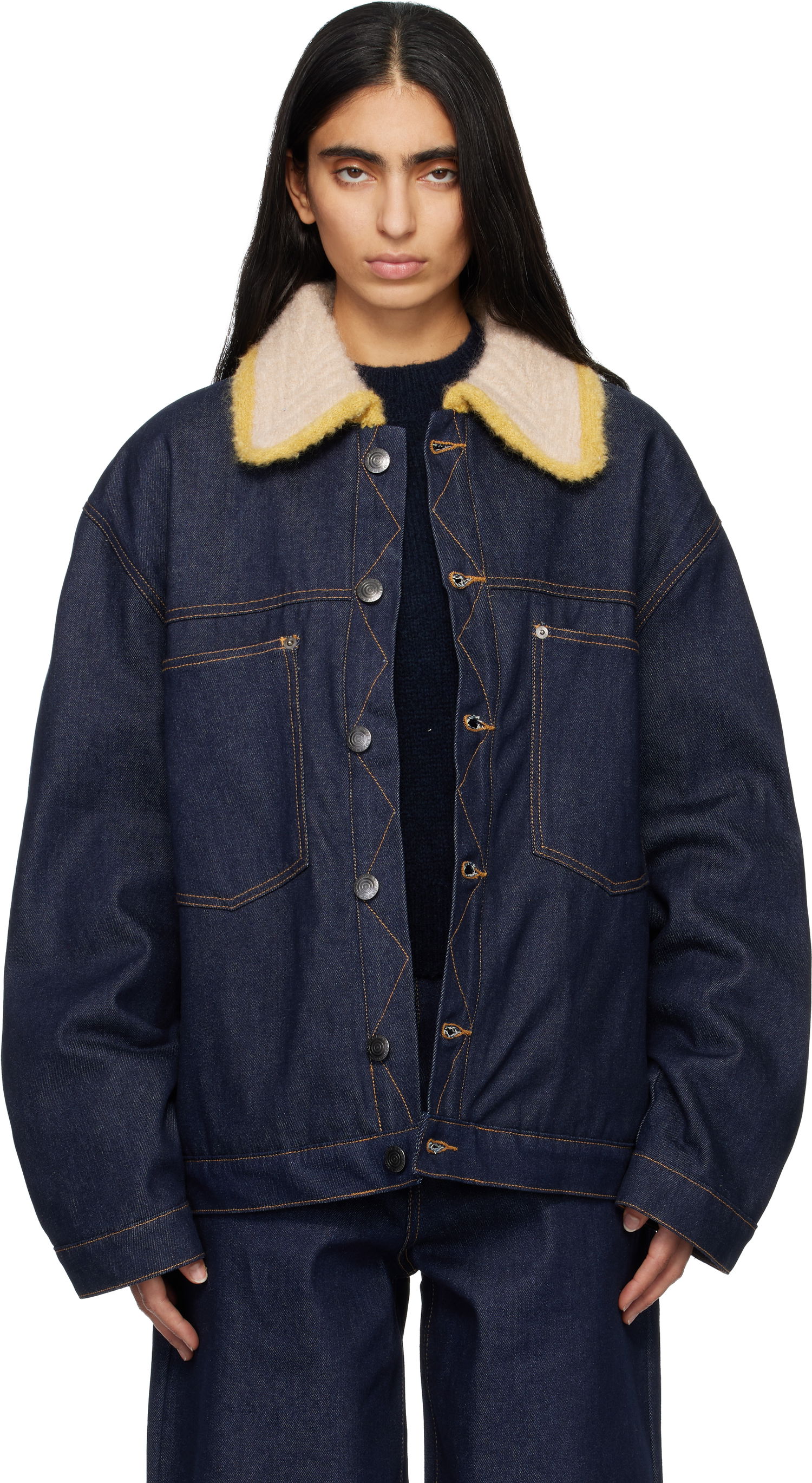 Яке Charles Jeffrey Loverboy Charles Jeffrey LOVERBOY Knitted Collar Denim Jacket Синьо | 52010401, 0