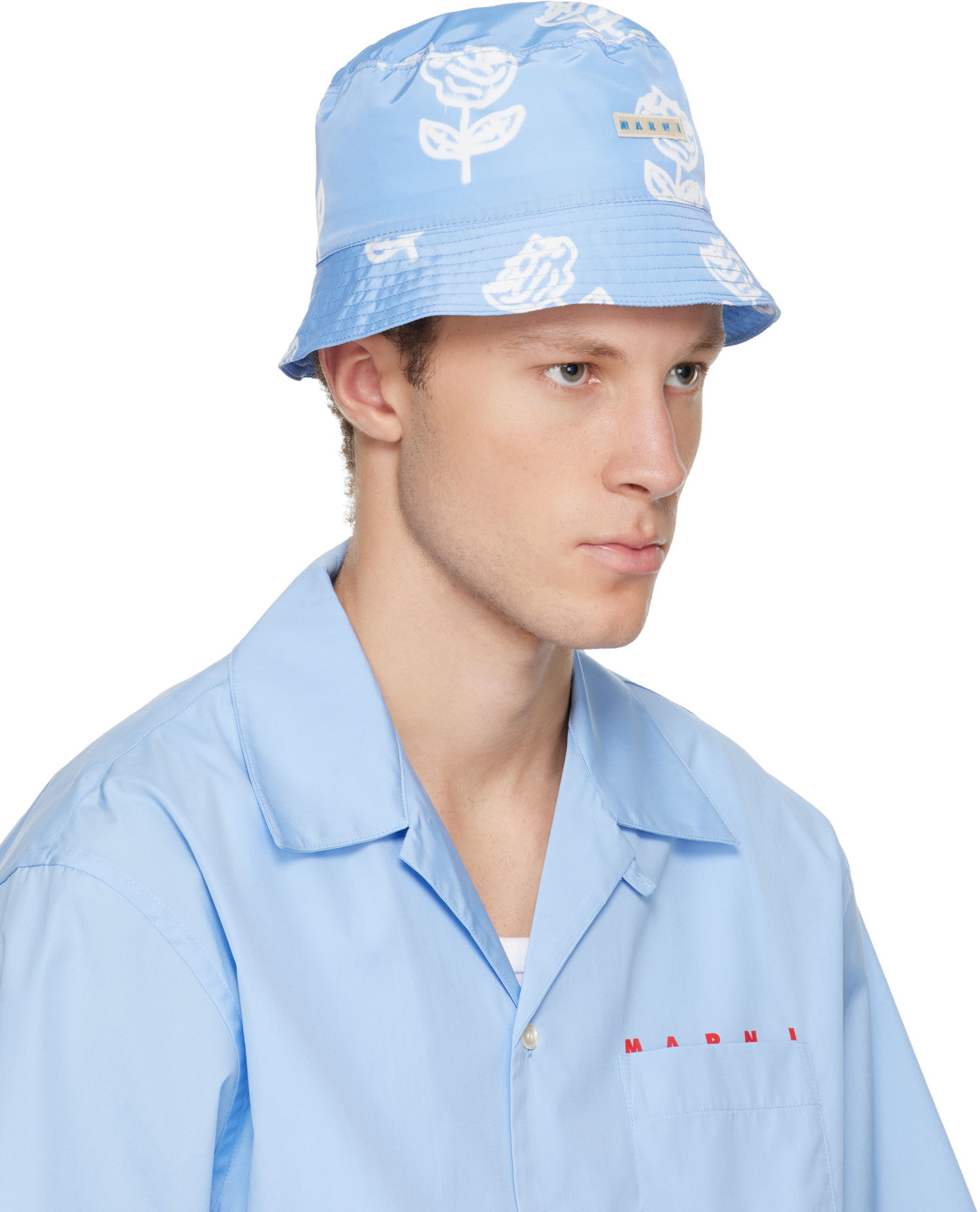 Шапка Marni Sprayed Roses Print Taffeta Bucket Hat Синьо | CLMC0055XU UTP796, 1