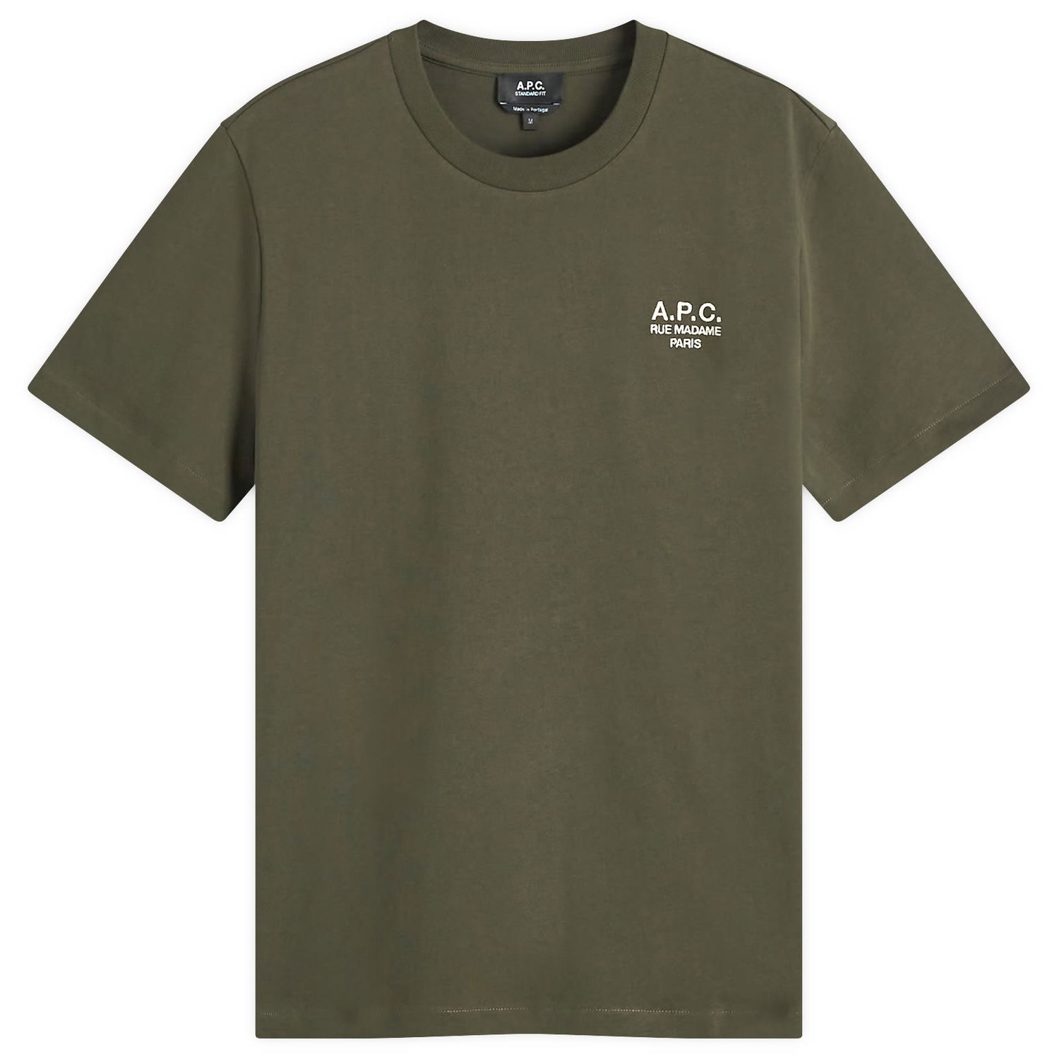 Тениска A.P.C. Logo T-Shirt Military Khaki/Ecru, Size Large Зелено | COHBU-M26388-TJK, 0