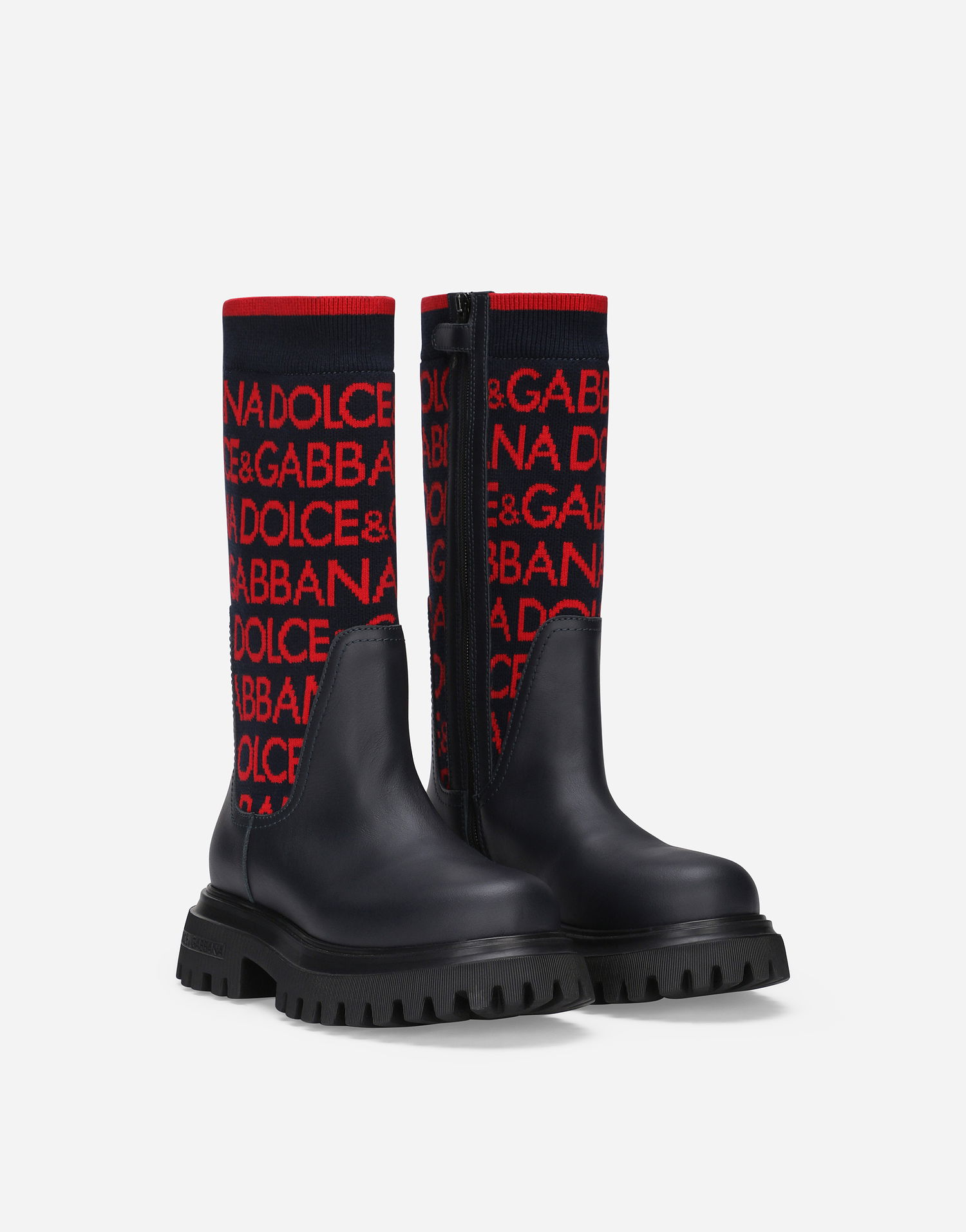 Кецове и обувки Dolce & Gabbana Knit Logo Boots Тъмно синьо | D11255AQ59089919, 1