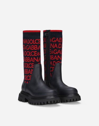 Кецове и обувки Dolce & Gabbana Knit Logo Boots Тъмно синьо | D11255AQ59089919, 1