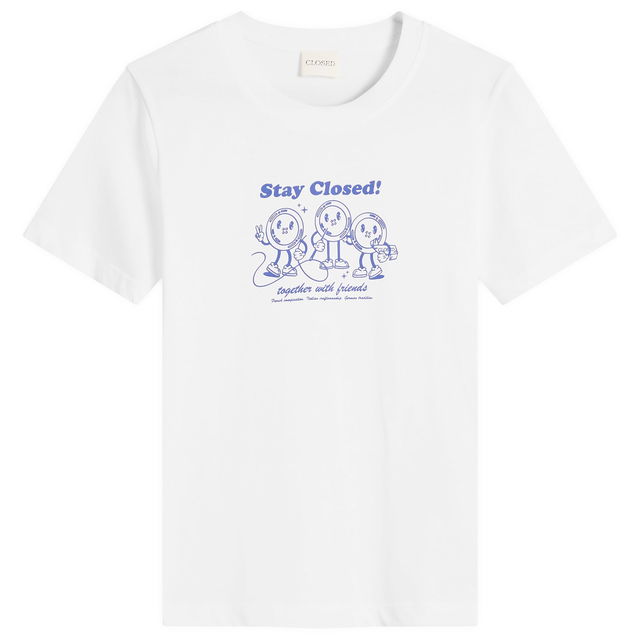 Stay Button Print T-Shirt, Size Large