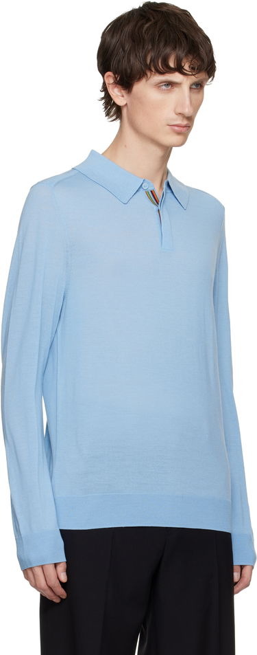 Поло тениска Paul Smith Merino Wool Knitted Long-Sleeve Polo Синьо | M1R-241Z-P02093-41, 1