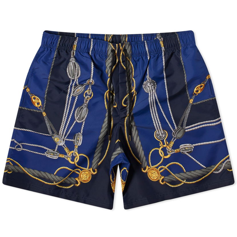 Бански Versace Men's Nautical Print Swim Short Blue/Gold Тъмно синьо | 1002517-1A09913-5U170