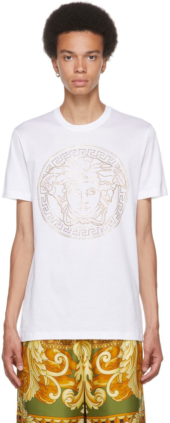 Тениска Versace Embellished Medusa T-Shirt Бяло | A77987 A201952