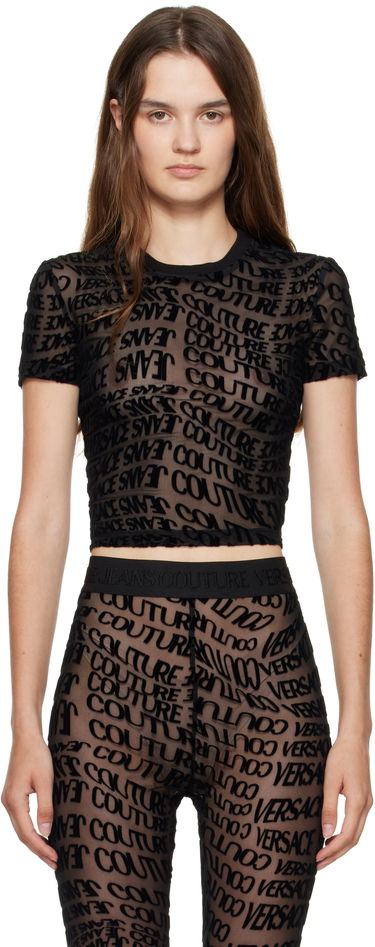 Тениска Versace Versace Jeans Couture Tulle Flock Liquify T-Shirt Черно | E79HAH602_EJS490, 0