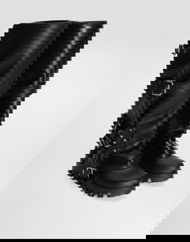 Аксесоари Dolce & Gabbana Dolce & Gabbana Calfskin & Rubber Buckle Knee-High Boots Черно | CU1288AX8728B956, 1