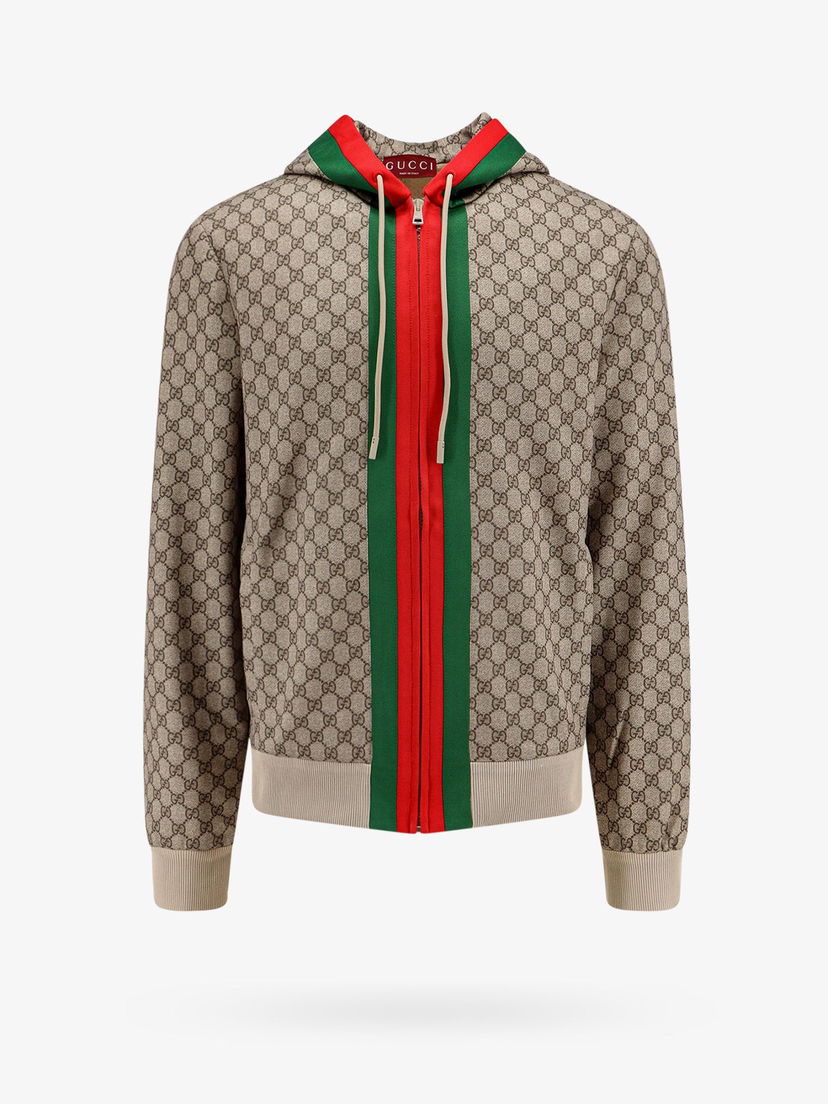 Суитчър Gucci Zip-Up Hooded Sweatshirt Кафяво | 795071XJGRV2270