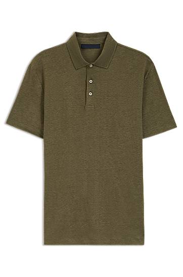 Поло тениска BOSS BECKHAM x BOSS Linen Polo Shirt Зелено | 50552246