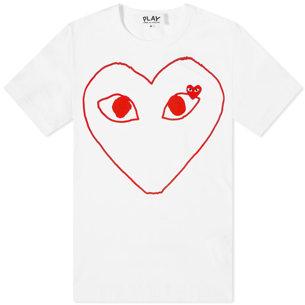 Тениска Comme des Garçons Play Outline Heart Logo Tee Бяло | P1T100-1, 0