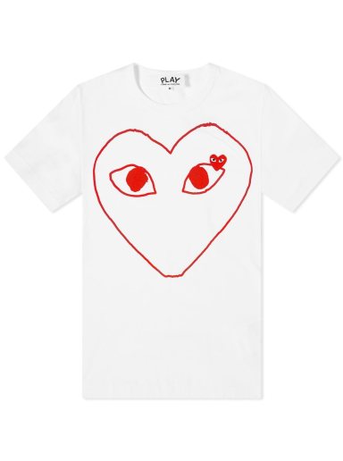 Тениска Comme des Garçons Play Outline Heart Logo Tee Бяло | P1T100-1