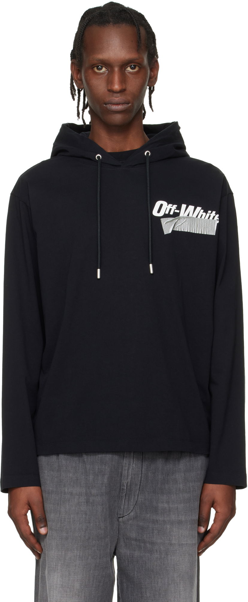 Суитчър Off-White Cupid Tape Hoodie Черно | OMAB09DF25JER0071001