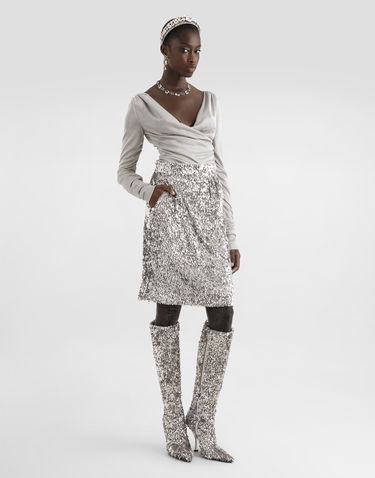 Фланелка Dolce & Gabbana Lamé Jersey Top Металик | F7AM5THU7WCS0998, 1