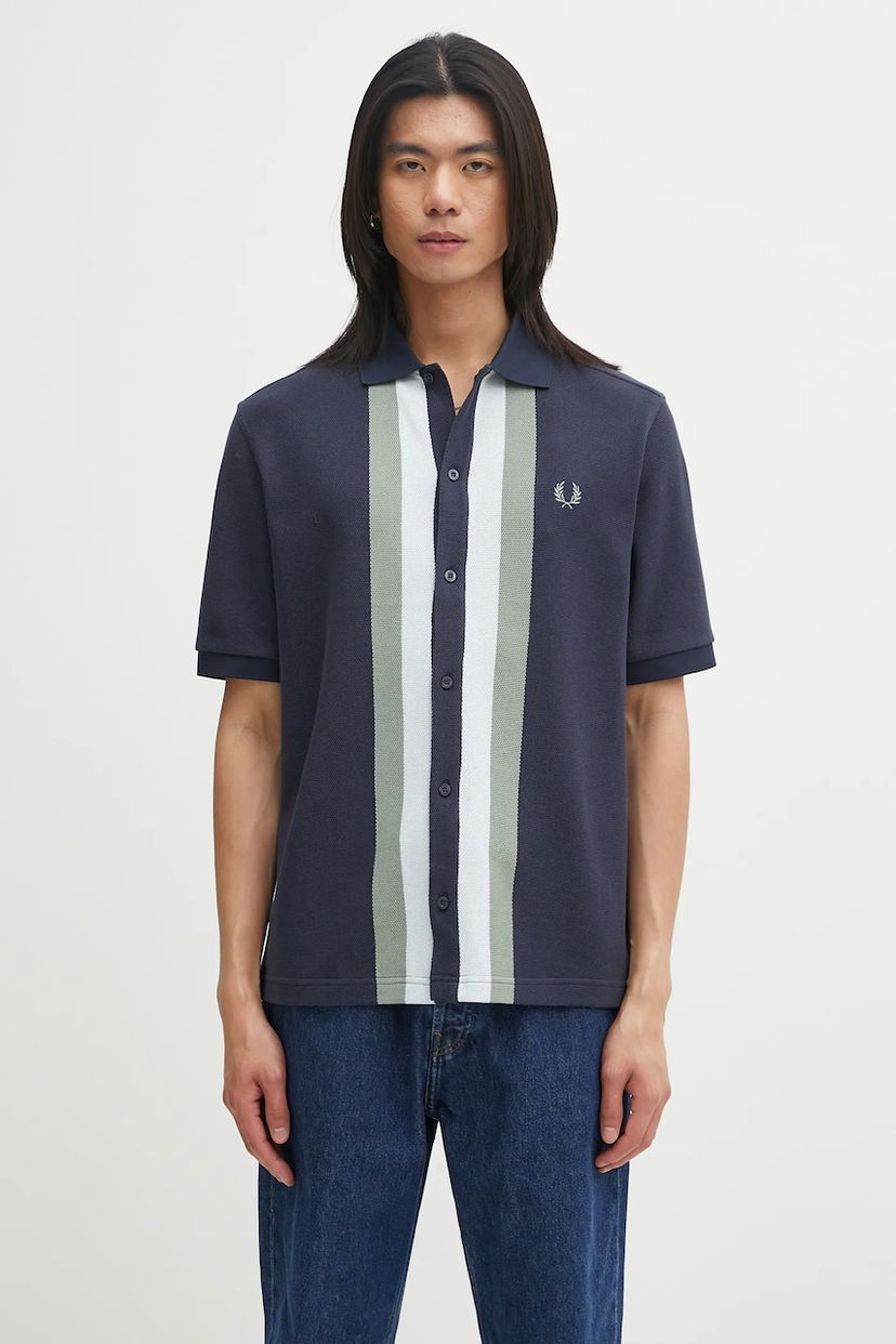Поло тениска Fred Perry Knitted Short Sleeve Regular Fit Polo Shirt with Vertical Stripes and Classic Collar Многоцветен | M8522