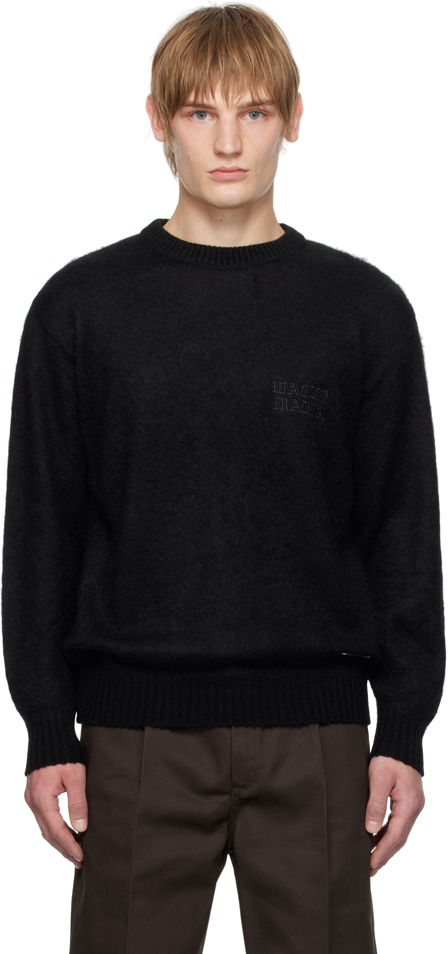 Пуловер WACKO MARIA Mohair Crew Neck Sweater Черно | 24FW-WMK-KN24, 0