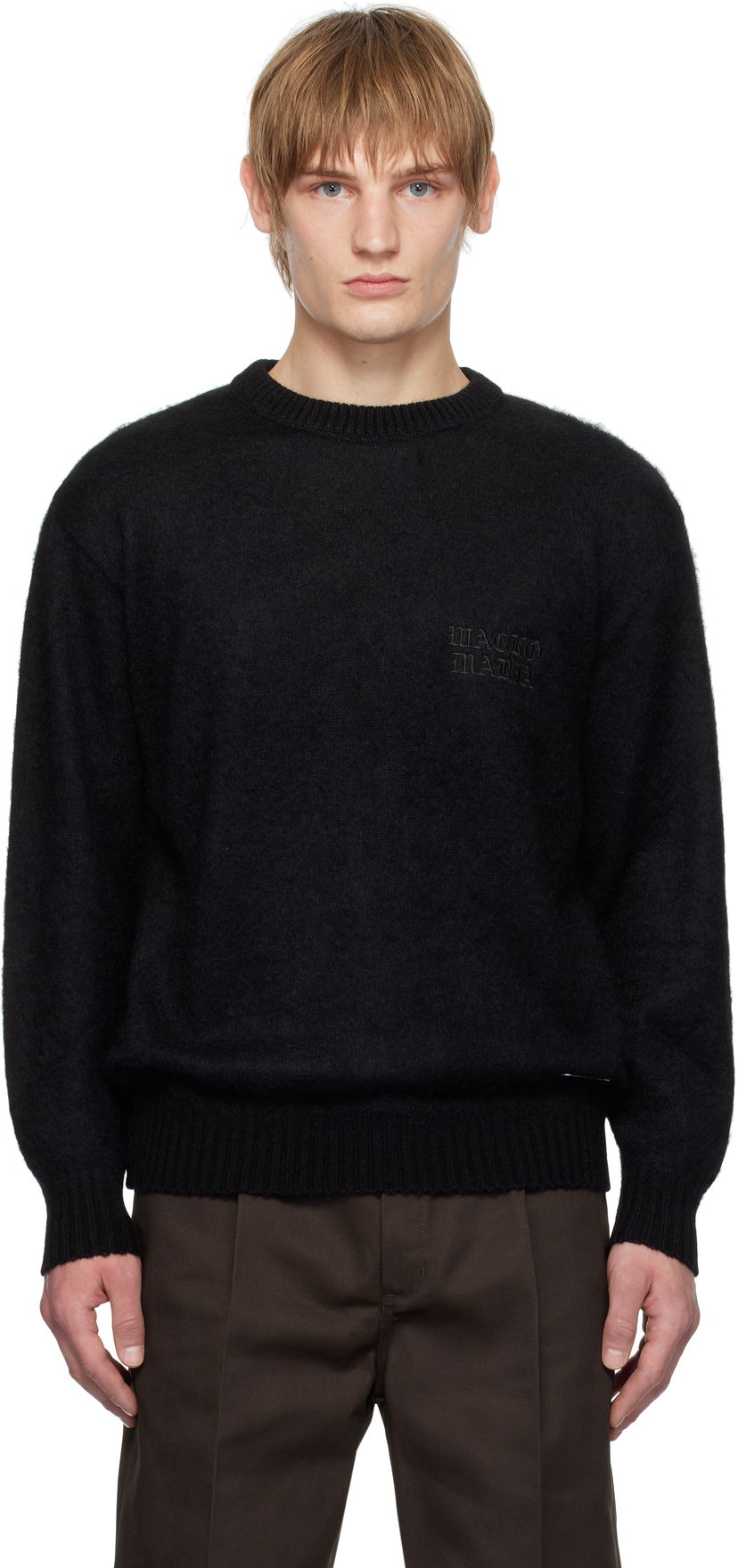 Пуловер WACKO MARIA Mohair Crew Neck Sweater Черно | 24FW-WMK-KN24