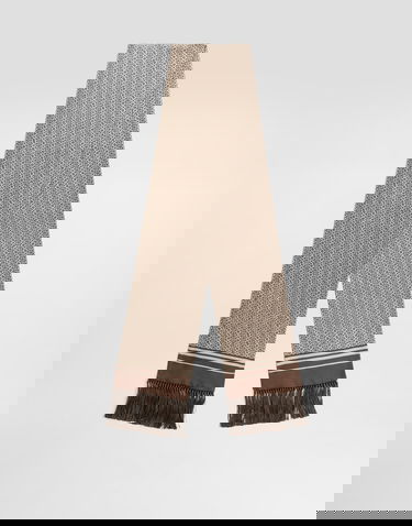 Шал Dolce & Gabbana Dolce & Gabbana Silk Twill Micro-design Logo Scarf with Fringes Бежово | GQ214EG0WV1HH8QM, 2