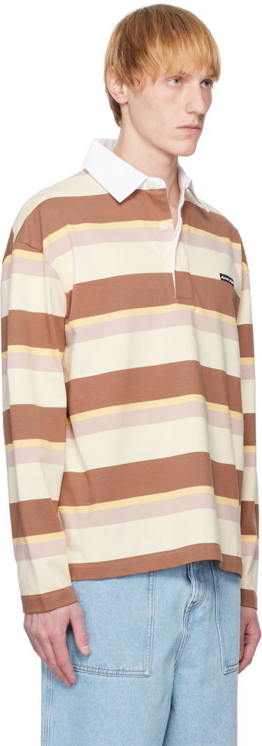 Поло тениска MAISON KITSUNÉ Maison Kitsuné Striped Oversize Long Sleeve Polo Кафяво | OM00207KJ7019, 1
