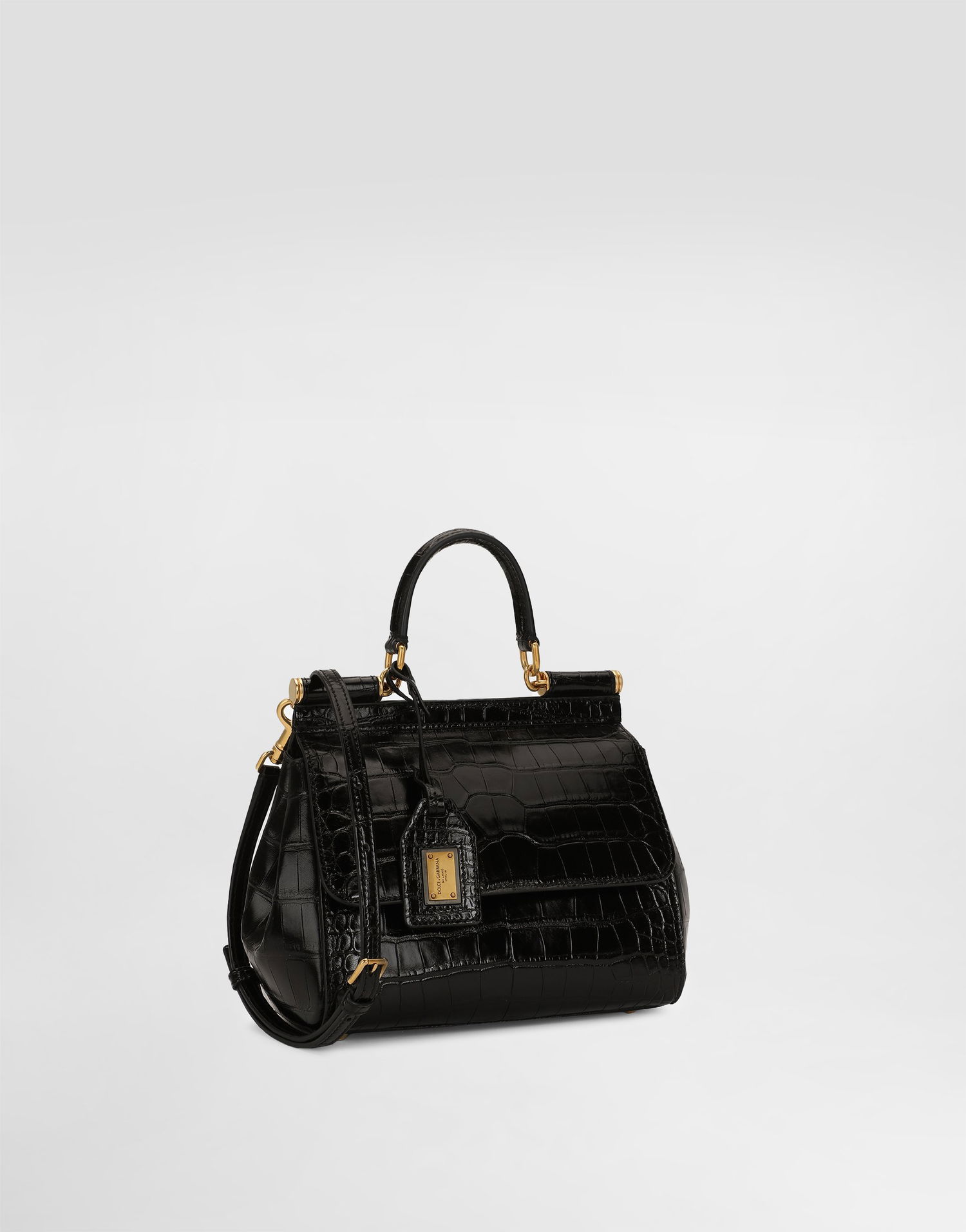 Дамска чанта Dolce & Gabbana Dolce & Gabbana Medium Sicily Alligator Leather Handbag Черно | BB6003B2EM080999, 1