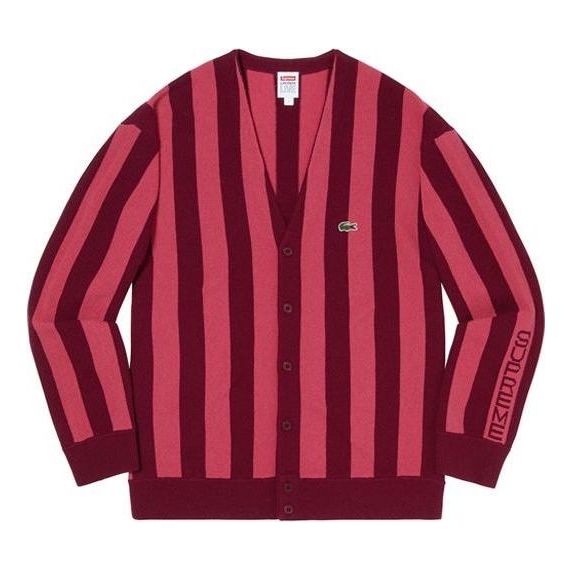 Пуловер Supreme Stripe Cardigan by Supreme X Lacoste Червено | SUP-FW19-567