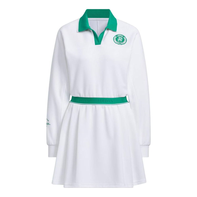 Pокля adidas Originals Verbiage Long Sleeve Polo Dress Бяло | JE3623