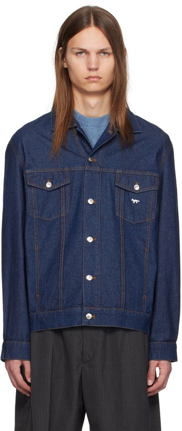 Яке MAISON KITSUNÉ Embroidered Logo Denim Jacket Синьо | NM02111WW0081, 0