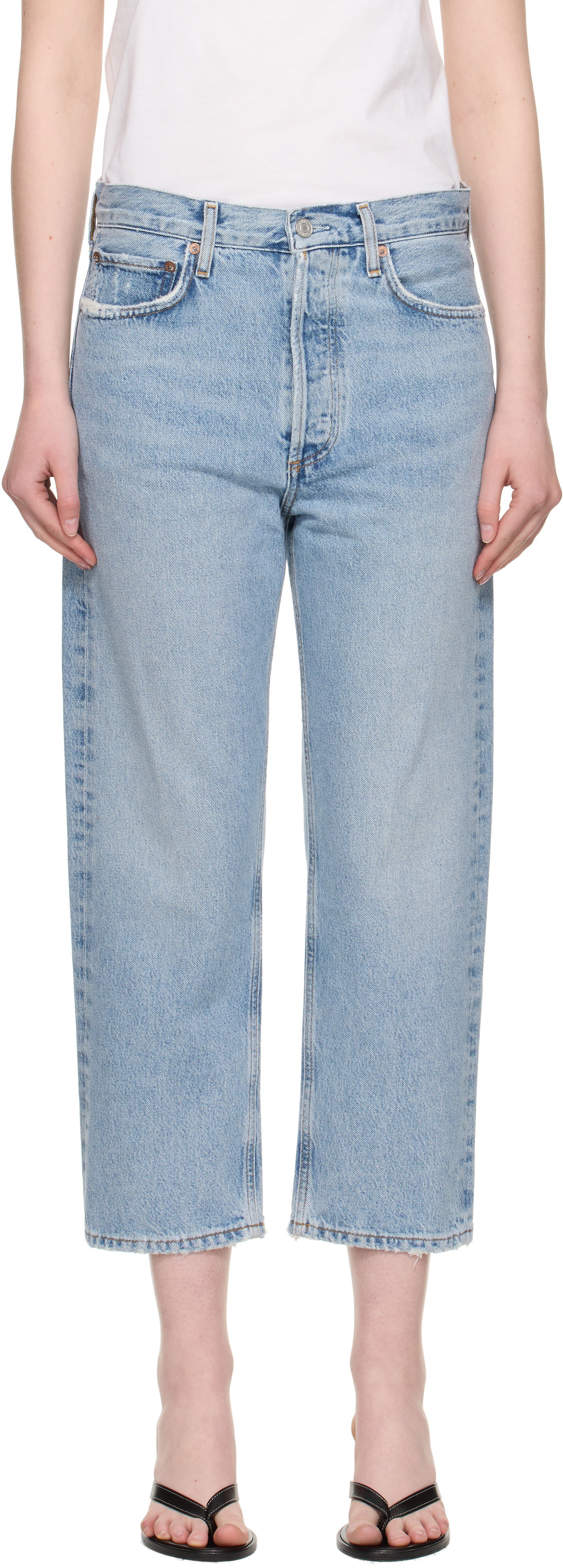Дънки AGOLDE AGOLDE 90's Crop Mid Rise Straight Jeans Синьо | A173H-1206, 0