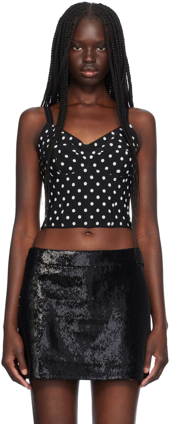 Потник Dolce & Gabbana Dolce&Gabbana Polka Dot Marquisette Top Черно | F7AB7T FSUBG, 0