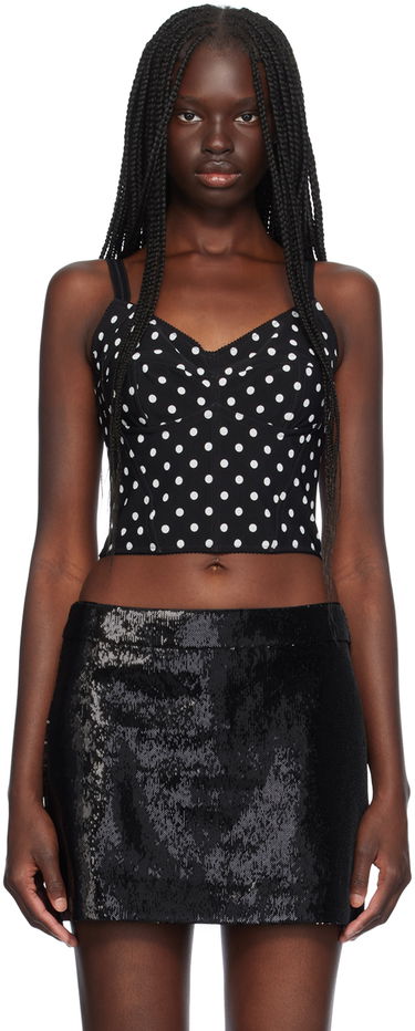 Потник Dolce & Gabbana Dolce&Gabbana Polka Dot Marquisette Top Черно | F7AB7T FSUBG, 0