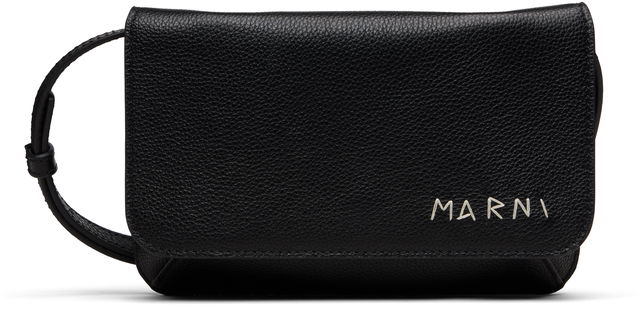 Grained Leather Logo-embroidered 'Marni Mending' Shoulder Bag