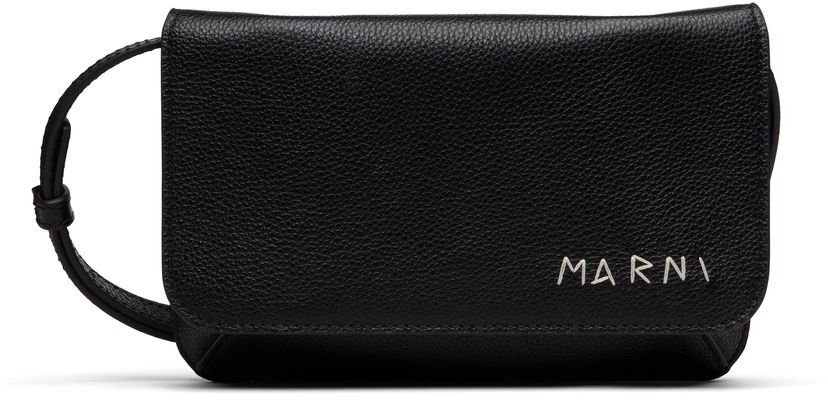 Чанта през рамо Marni Grained Leather Logo-embroidered 'Marni Mending' Shoulder Bag Черно | PHMI0023U0 P6533