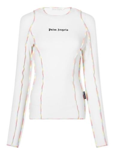 Тениска Palm Angels Rainbow Stitching Fitted Top Бяло | PWAB025S23JER0010110