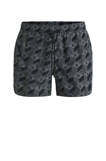 Бански BOSS Swim Shorts with Allover Monogram Print Сиво | 50533795, 0