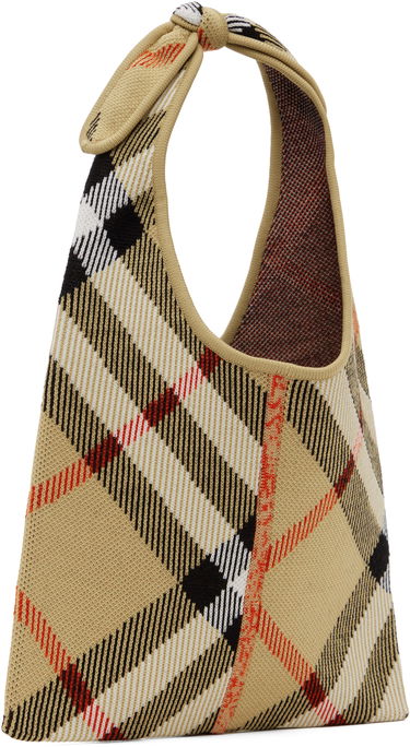 Дамска чанта Burberry Burberry Check Tie Knit Tote Бежово | 8110029, 2
