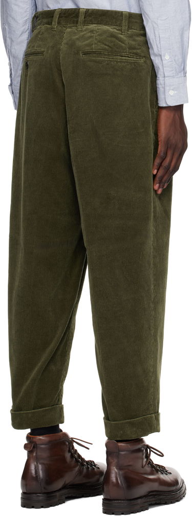 Панталони BEAMS BEAMS PLUS 2 Pleats Corduroy Trousers Зелено | 38230099874, 2