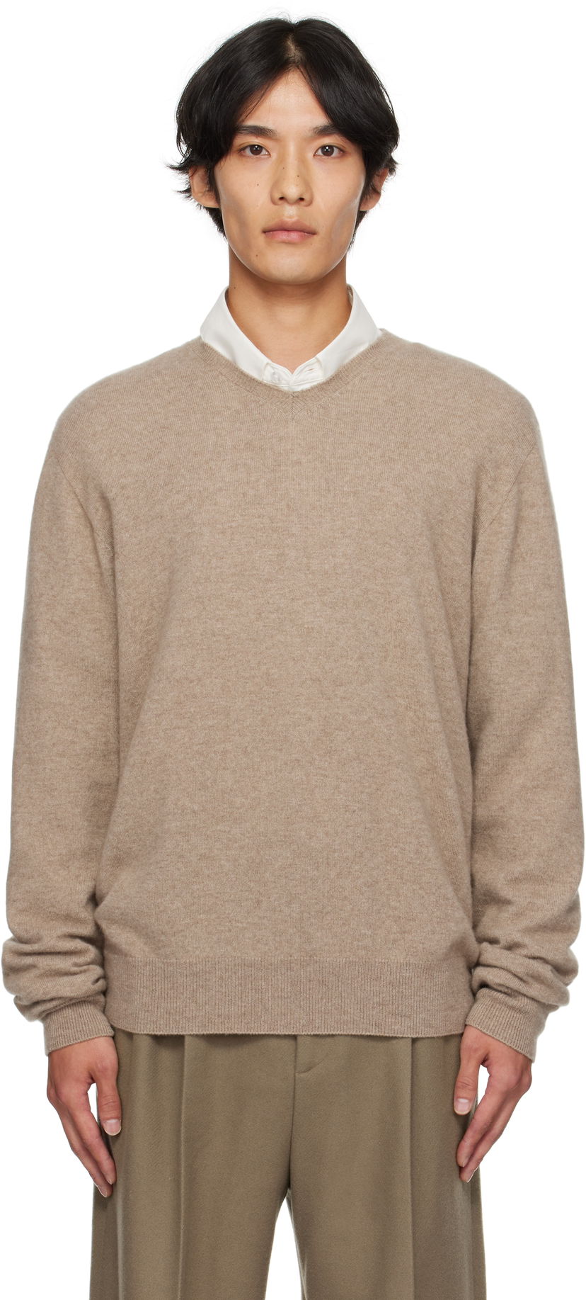Пуловер The Row The Row Rod V-Neck Sweater Бежово | 1014-Y556