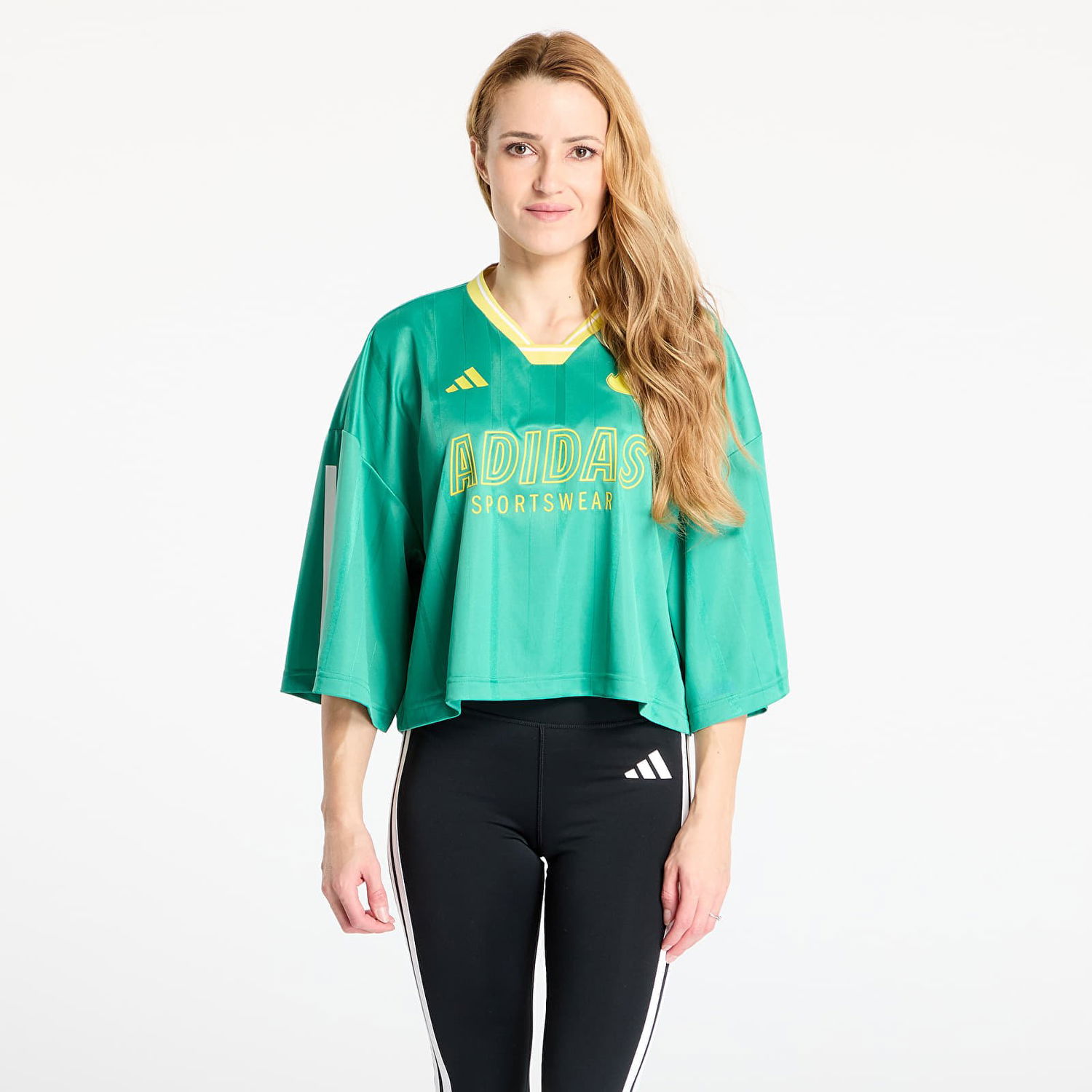 Фланелка adidas Performance Tiro Cut 3 Stripes Oversized Mesh Cropped Jersey Зелено | JG4096, 0