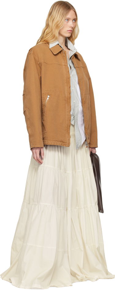 Пола Maison Margiela MM6 Maison Margiela Light Cotton Poplin Tiered Maxi Skirt Бежово | S62MI0031 M35458, 3