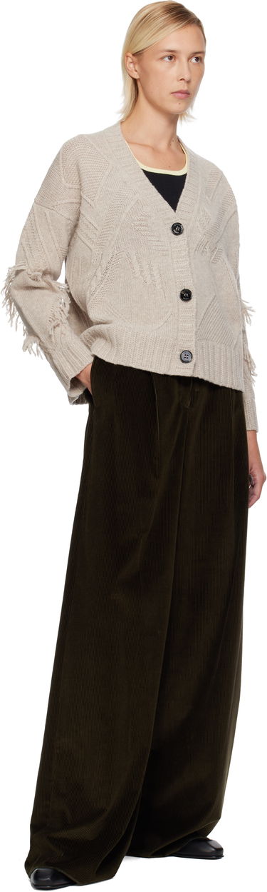 Пуловер Max Mara Weekend Max Mara Stallo V-Neck Fringe Knit Cardigan Бежово | 2525346052600, 3