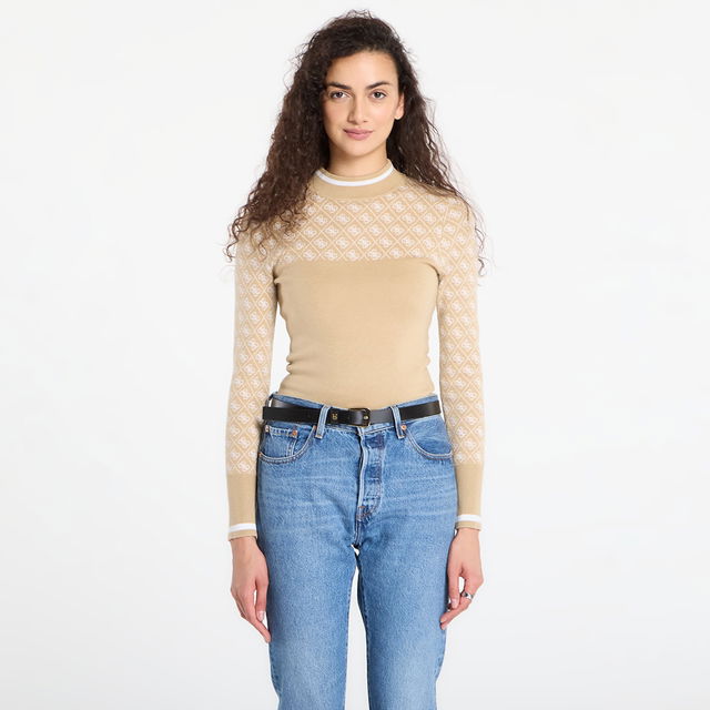 Long Sleeve Mock Neck Aubrey 4G Patterned Sweater