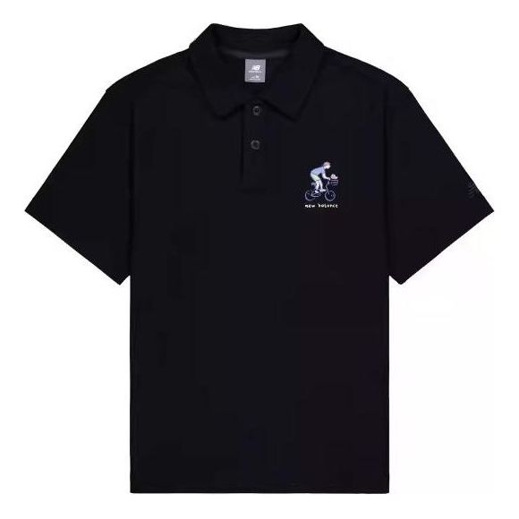 Поло тениска New Balance Graphic Print Polo Shirt Черно | NFE26061-BK