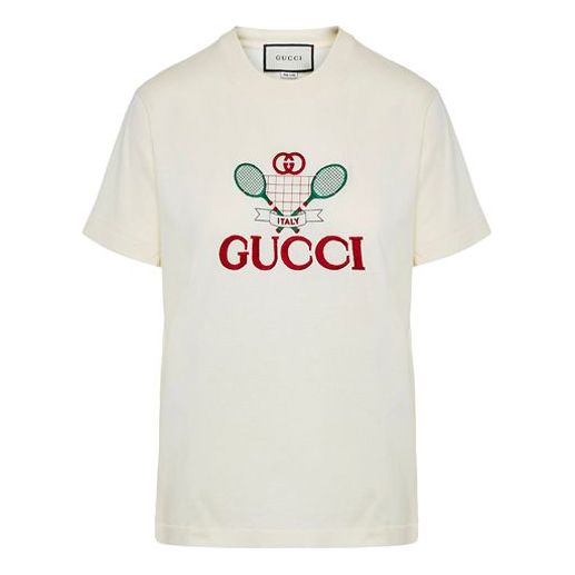 Тениска Gucci Gucci Tennis Print T-Shirt Бяло | 580762-XJBHP-7136, 0