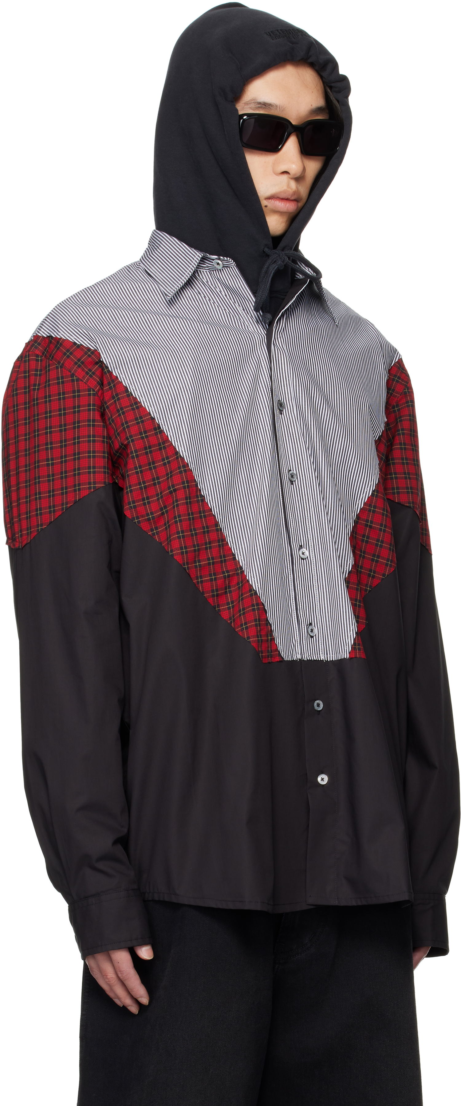 Риза VETEMENTS VETEMENTS Tracksuit Panelled Shirt Черно | UH76SH860BR, 1