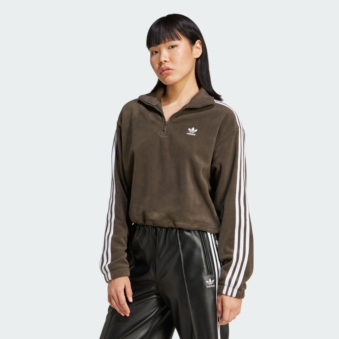 Суитчър adidas Performance Polar Fleece 1/2 Zip Loose Кафяво | IW3164, 0