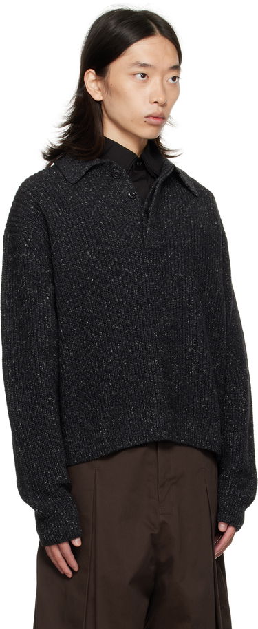 Пуловер sage NATION SAGE NATION Knit Polo Sweater Черно | S098 POLO WOOL SPECKLED CHARCO, 1