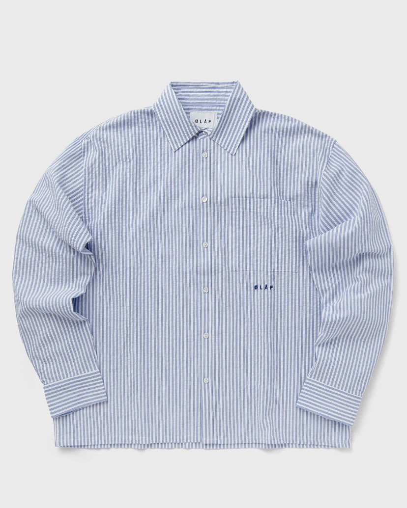 Риза ØLÅF SEERSUCKER BOXY SHIRT Синьо | M180310-BLUE-WHITE