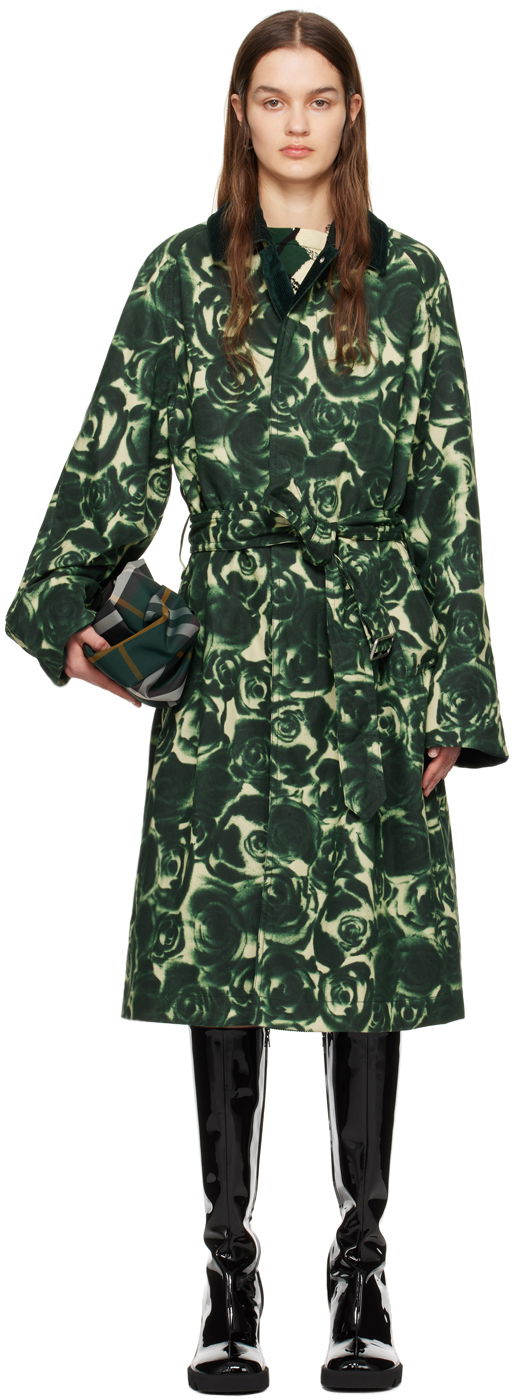 Тренчкот Burberry Floral Print Trench Coat Зелено | 8081896, 0