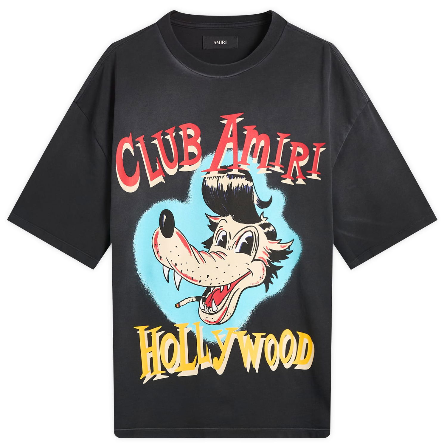 Тениска AMIRI Amiri Club Wolf Oversized T-Shirt, Size Large Черно | AMJYTE1238-BLK, 1
