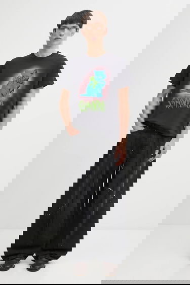 Дънки Maison Margiela MM6 Maison Margiela Wide-Leg Distressed Paint Splatter Jeans with Front Seam Detail Черно | SH0LA0011.M30011.966, 4